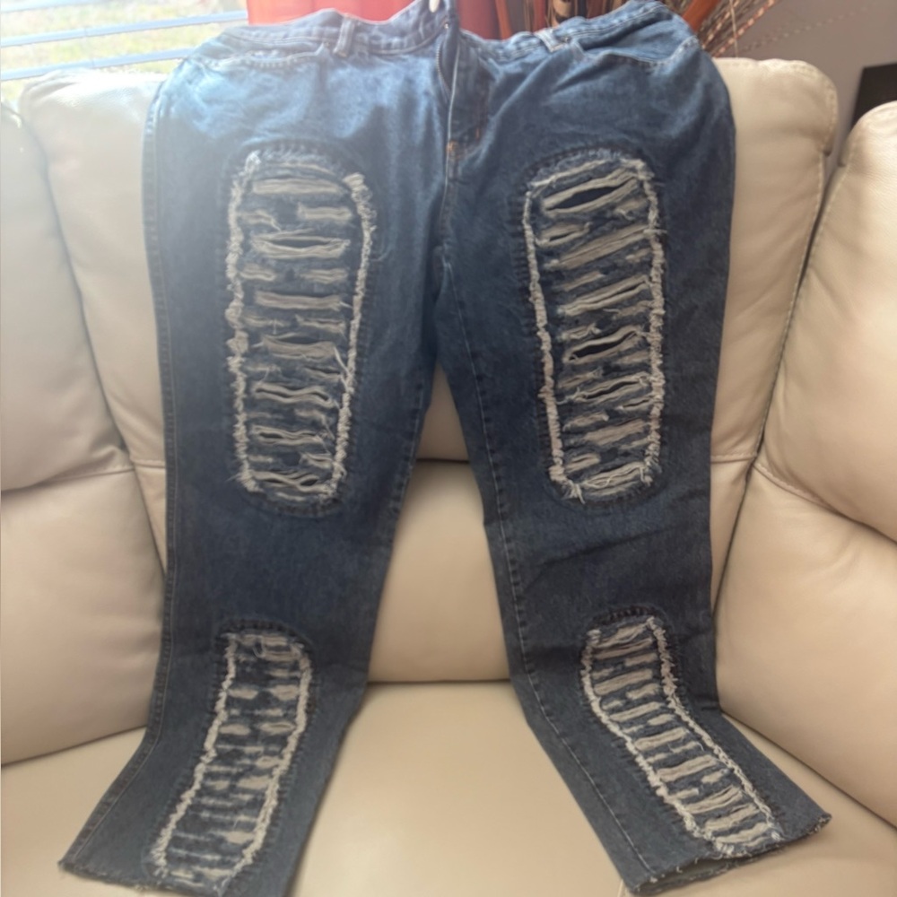 Moschino women’s Distressed Blue Jeans  Donna